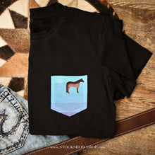 Load image into Gallery viewer, Horse - Black Pocket Tee my
