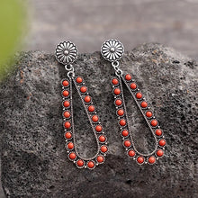 Load image into Gallery viewer, Western Concho Red Turquoise Earrings
