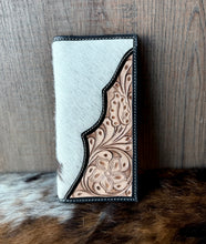 Load image into Gallery viewer, Hair on Hide Tooled Leather Wallet
