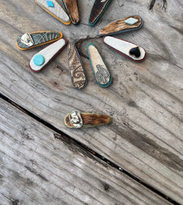 Raw Hide Green Barrette - Cowboy Hat