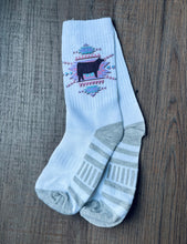 Load image into Gallery viewer, Heifer Aztec Socks- youth universal sizing All Livestock Options Available
