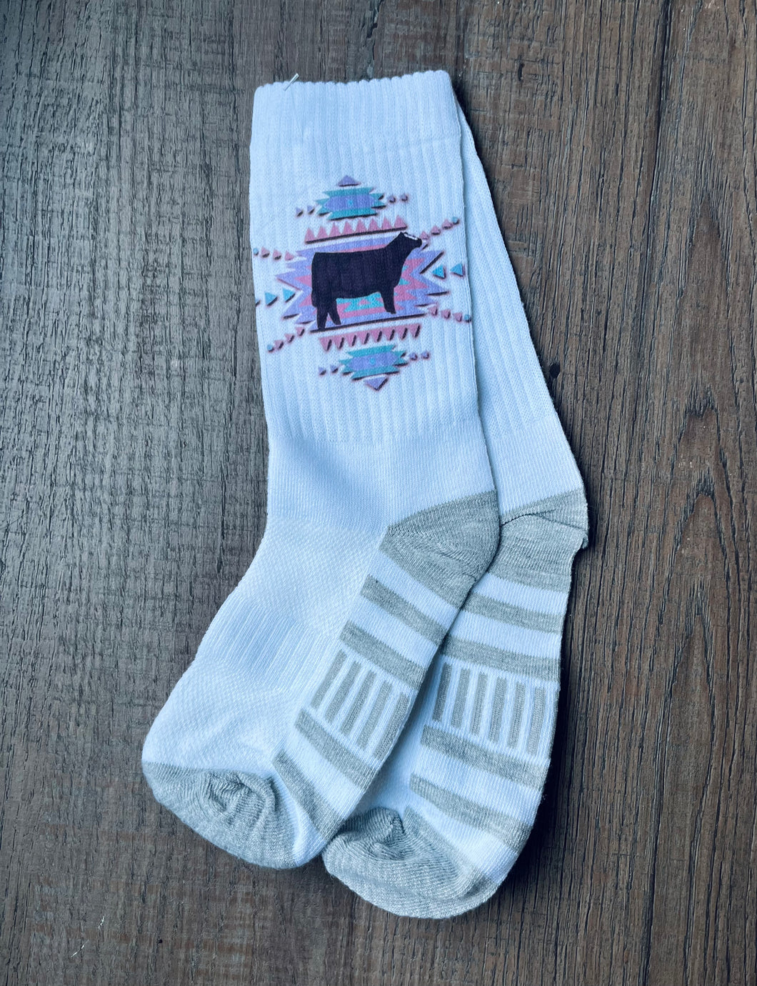 Heifer Aztec Socks- youth universal sizing All Livestock Options Available