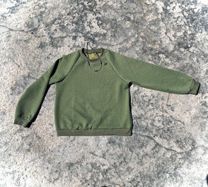 Textured Green Ragland Crewneck Top