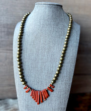 Load image into Gallery viewer, Genuine Copper Bead Necklace with a Red Jasper Quarts Focal - LAST ONE!
