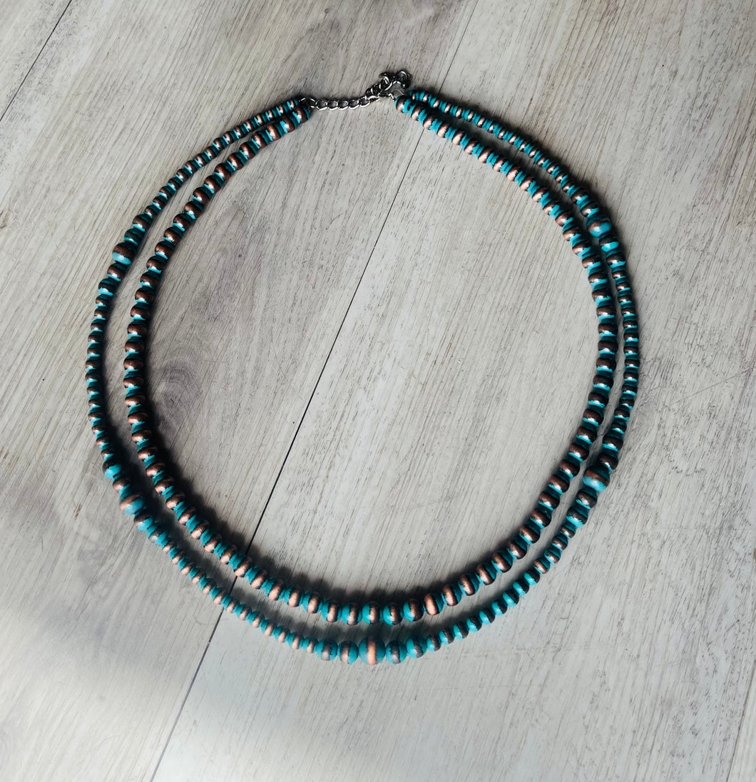 Western Turquoise 2-layer Navajo Inspired Necklace