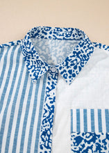 Load image into Gallery viewer, Blue Leopard Striped Button Up
