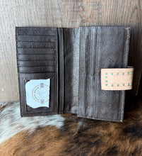 Load image into Gallery viewer, Hair on Hide Tooled Leather Clutch Wallet
