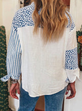 Load image into Gallery viewer, Blue Leopard Striped Button Up
