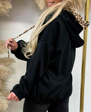 Load image into Gallery viewer, Black Leopard Hoodie
