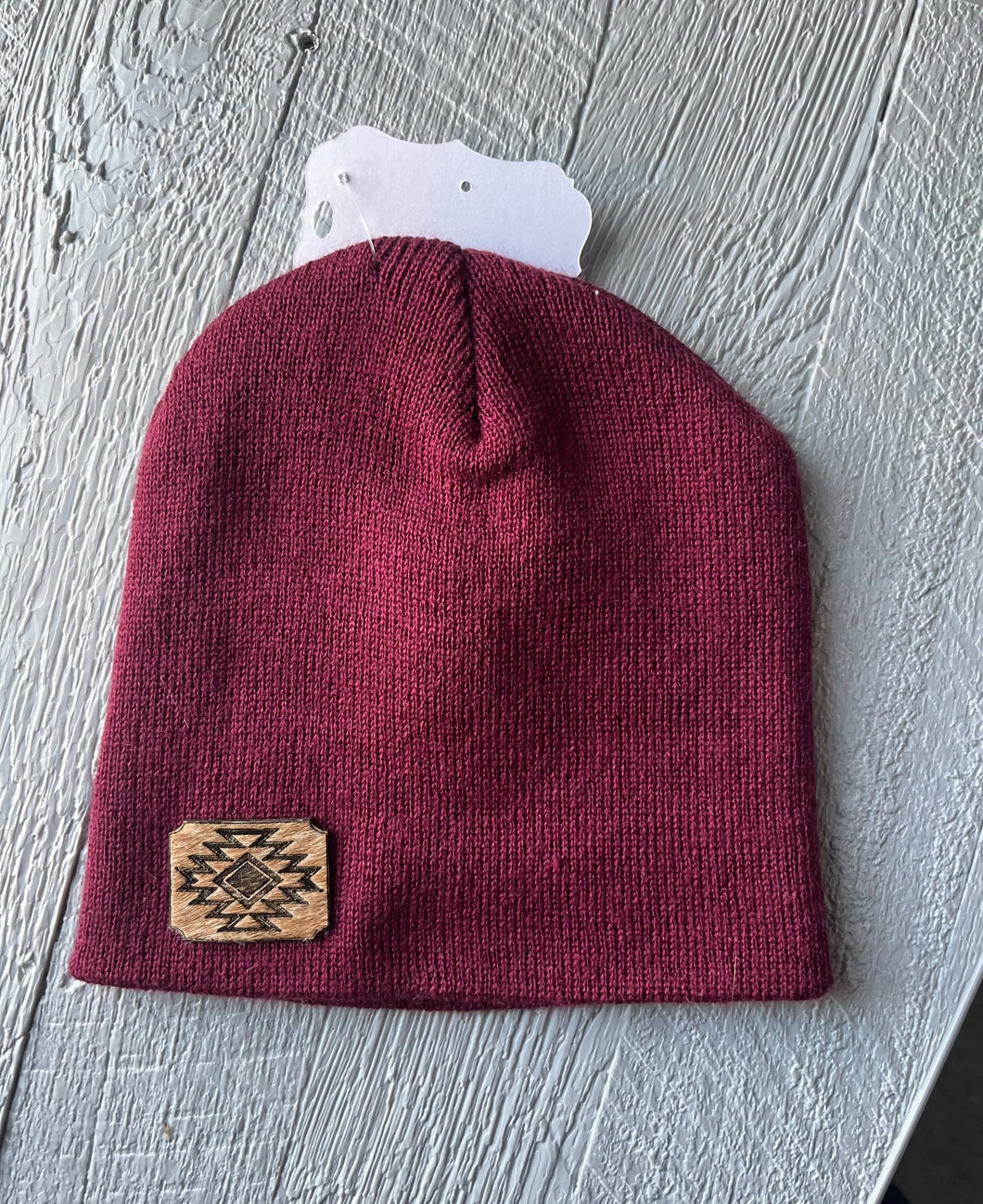 Maroon Toque - Aztec Hide Patch