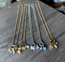 Load image into Gallery viewer, Gold/Green Flower Show Stock Charm Necklace - different livestock options available
