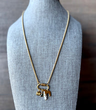 Load image into Gallery viewer, Gold/Green Flower Show Stock Charm Necklace - different livestock options available
