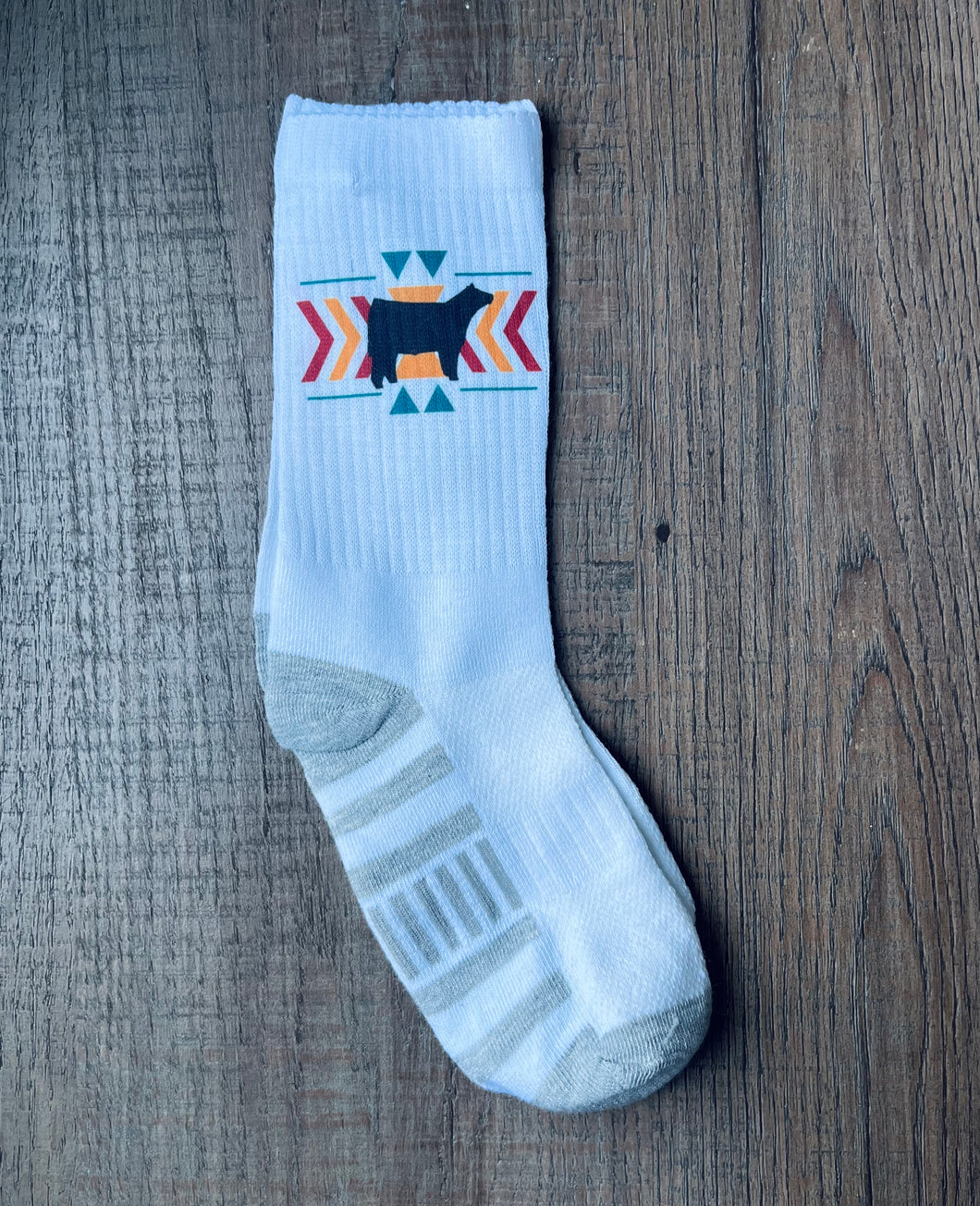 Aztec Steer Socks- youth universal sizing
