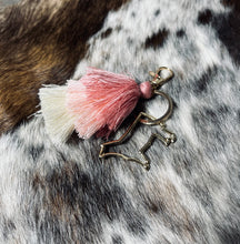 Load image into Gallery viewer, Pink Fringe Keychain- livestock charm options

