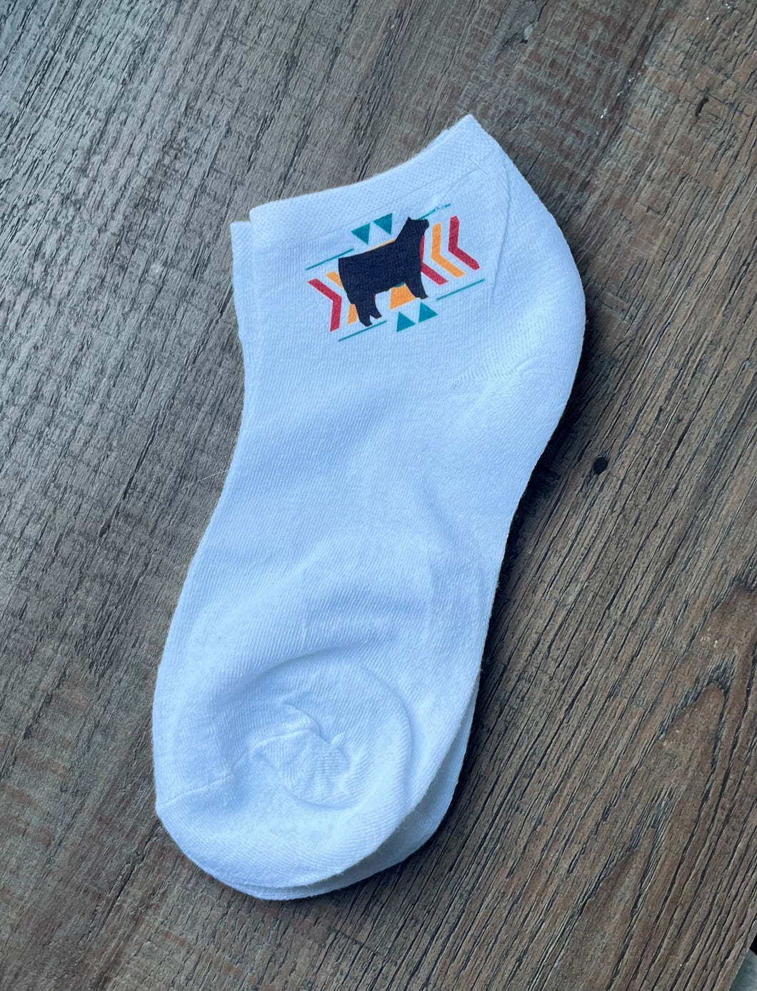 Aztec Steer Ankle Socks- universal sizing