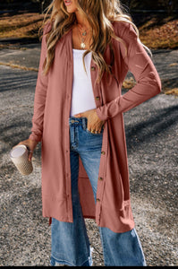 Rose Ribbed Cardigan Duster