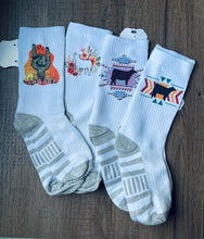 Load image into Gallery viewer, Aztec Steer Socks- youth universal sizing
