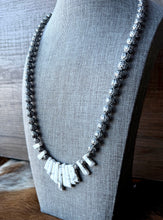 Load image into Gallery viewer, Decorative Steel Bead Necklace with a White Agate Quarts Focal - ONLY ONE AVAILABLE!
