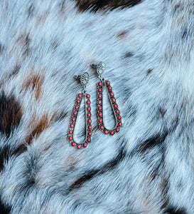 Western Concho Red Turquoise Earrings