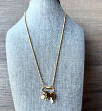 Load image into Gallery viewer, Gold/Green Flower Show Stock Charm Necklace - different livestock options available
