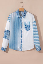Load image into Gallery viewer, Blue Leopard Striped Button Up
