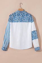 Load image into Gallery viewer, Blue Leopard Striped Button Up
