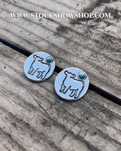 Load image into Gallery viewer, Turquoise and Steer Earrings
