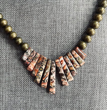Load image into Gallery viewer, Genuine Copper Bead Necklace with Leopardskin Jasper Stone - 15”
