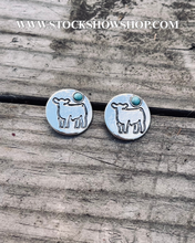 Load image into Gallery viewer, Turquoise and Steer Earrings
