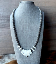 Load image into Gallery viewer, Decorative Steel Bead Necklace with a White Agate Quarts Focal - ONLY ONE AVAILABLE!
