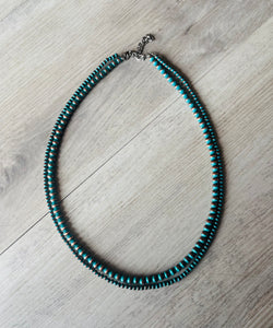Western Turquoise 2-layer small bead Navajo Inspired Necklace