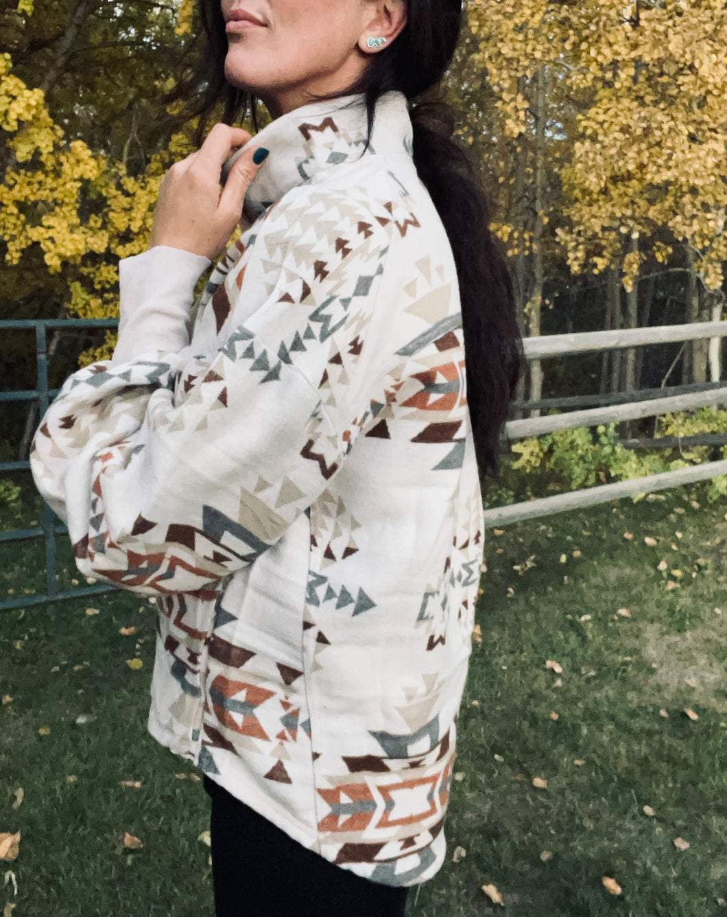 Aztec Collared Pocket Pullover