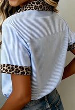 Load image into Gallery viewer, Leopard Pin Stripe Button Up
