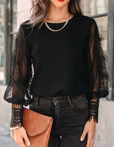 Black Lace Cuff Show Shirt no