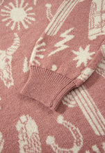 Load image into Gallery viewer, Western Print Pink Knit Sweater
