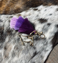 Load image into Gallery viewer, Purple Fringe Keychain- livestock charm options
