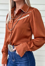 Load image into Gallery viewer, The Sundown Satin Button Up
