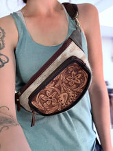 Load image into Gallery viewer, Hair on Hide Hand Tooled Fanny Pack
