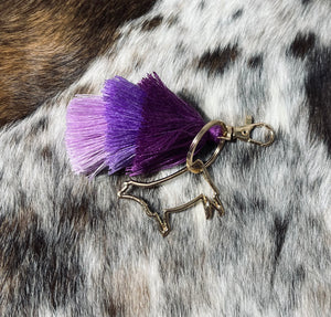 Purple Fringe Keychain- livestock charm options