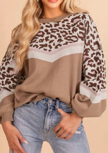 Load image into Gallery viewer, Leopard Colour Block Knit Sweater
