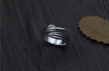 Load image into Gallery viewer, Feather Sterling Silver Ring - Adjustable
