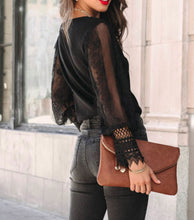 Load image into Gallery viewer, Black Lace Cuff Show Shirt no
