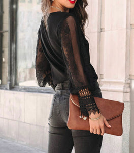 Black Lace Cuff Show Shirt no