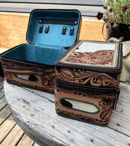 Hair on Hide Hand Tooled Jewellery Case
