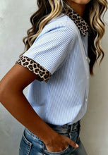 Load image into Gallery viewer, Leopard Pin Stripe Button Up

