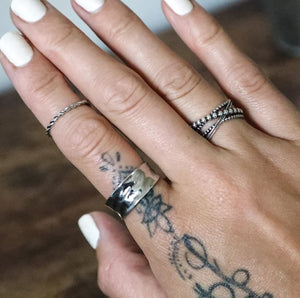 Beaded Sterling Silver Ring - Adjustable