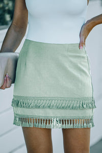 Mint Green Tiered Tassel Skirt