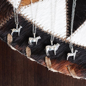 Farm Girl Necklace - Sterling Silver 3D Livestock Option