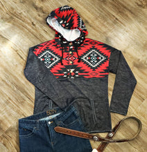 Load image into Gallery viewer, Black/Red Aztec Pullover
