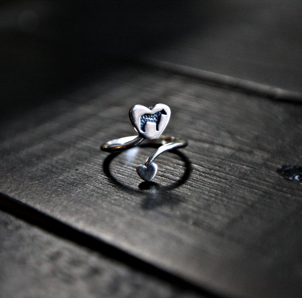 Horse & Heart Sterling Silver Ring